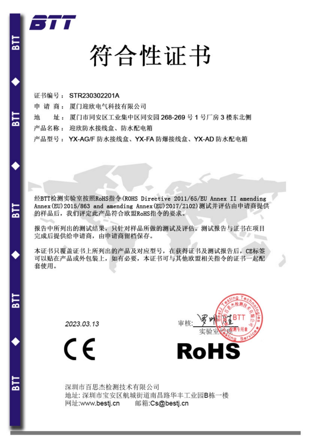 CE RoHS (Certificate)